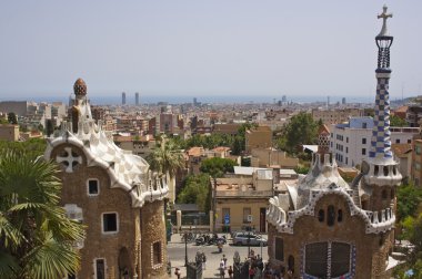 Üstten Görünüm park guell, Barselona, İspanya