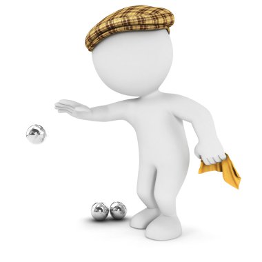 3d white playing petanque clipart