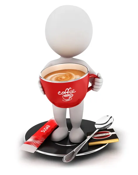 3D beyaz kahve molası alır — Stok fotoğraf