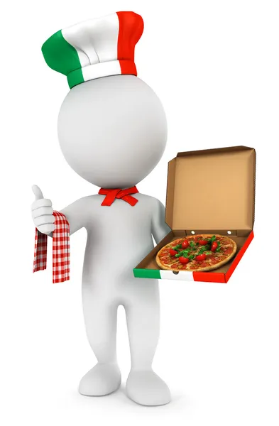 3d weiße italienische Pizza-Köchin — Stockfoto
