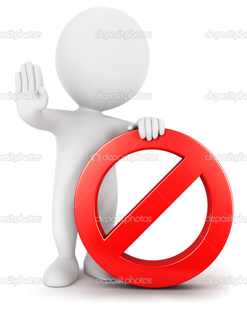 3d white with forbidden sign