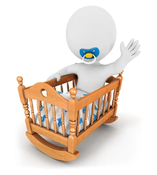 3d white baby in cradle — Stock Photo, Image