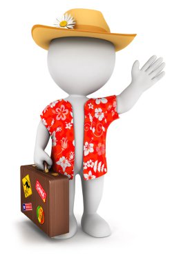 3D beyaz tatile gider.