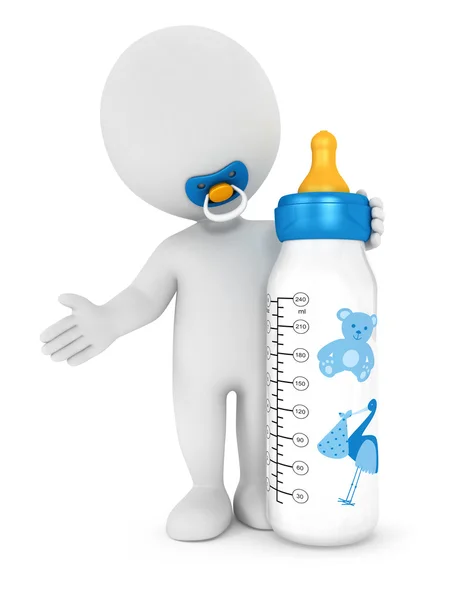 3d white people baby feeding bottle — Stock Photo, Image