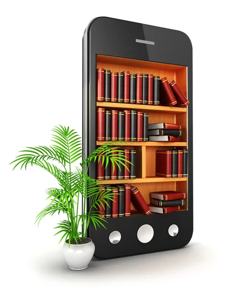 3d library smartphone — Stock Photo, Image