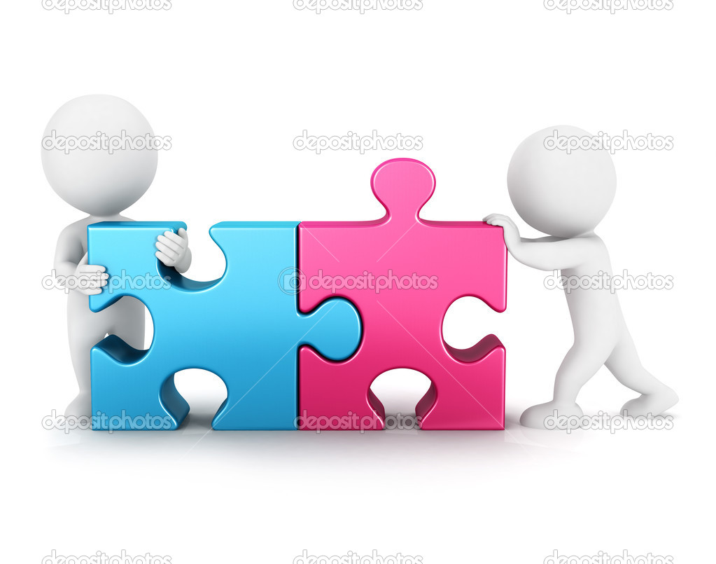 3d white people puzzle connection