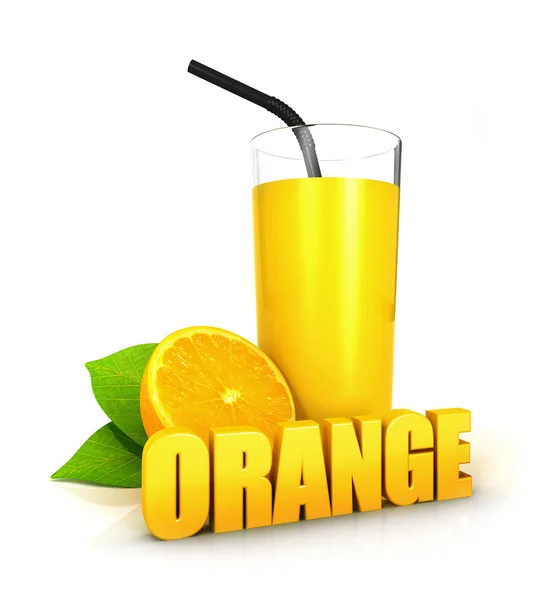 Conceito de suco de laranja 3d — Fotografia de Stock