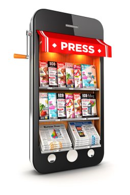 3d newsstand smartphone clipart
