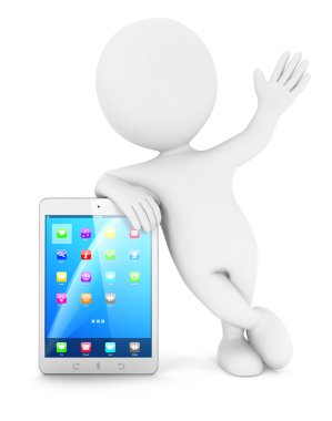 Beyaz insanlarla 3D tablet