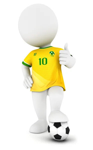 黄色のジャージで 3 d の白い人サッカー選手 — ストック写真