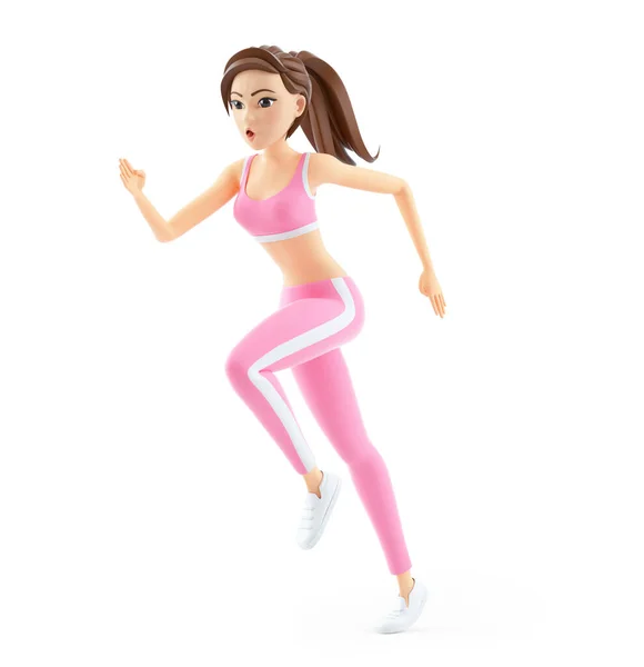 Sporty Woman Running Illustration Isolated White Background — Foto de Stock