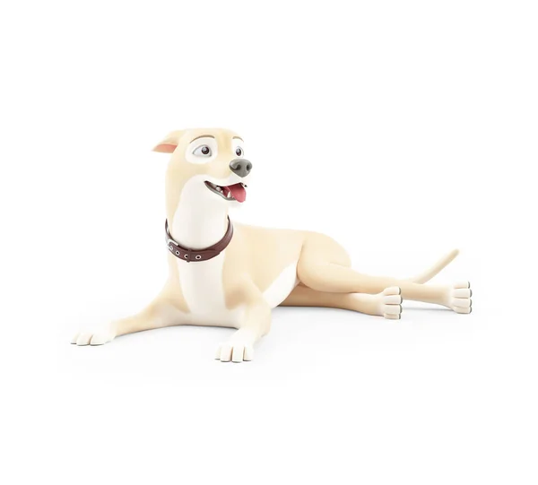 Мультяшная Собака Лежит Полу Иллюстрация Изолированы Белом Фоне — стоковое фото