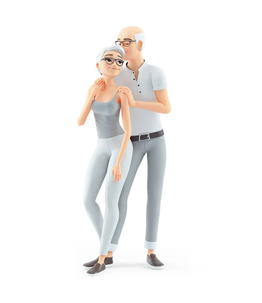 Senior Man Woman Standing Together Illustration Isolated White Background — 图库照片