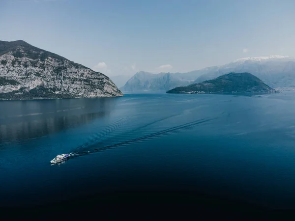 Una Splendida Vista Sul Lago Iseo Drone — Foto Stock