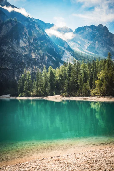 Fantastic View Braies Lake — Fotografia de Stock