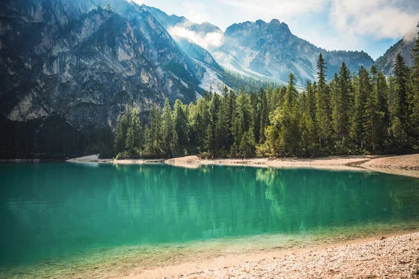 Fantastic View Braies Lake — Stock Photo, Image