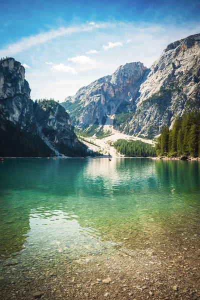 Fantastic View Braies Lake — Fotografia de Stock