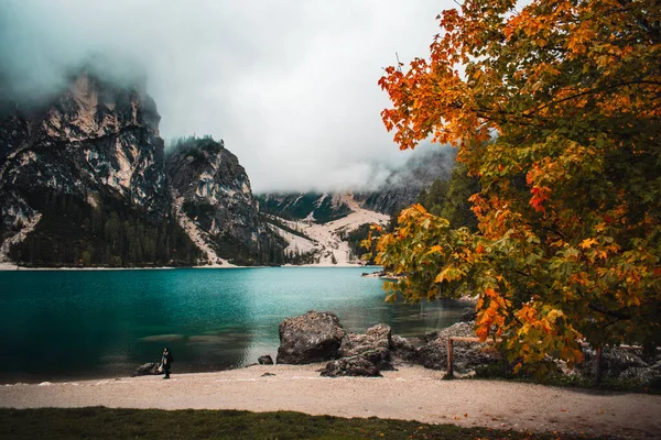 Fantastica Vista Sul Lago Braies — Foto Stock