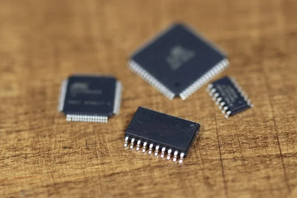 Elektronische Componenten Microcontroller Macro Beeld Selectieve Focus — Stockfoto
