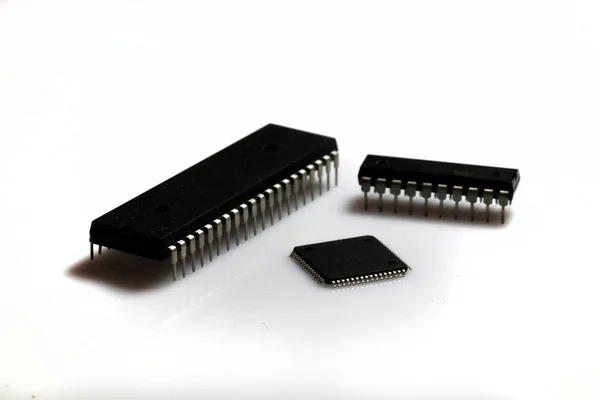 Elektronische Componenten Microprocessors Witte Achtergrond — Stockfoto