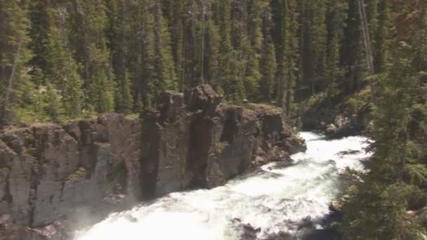Kayalık dağ nehir şelale — Stok video