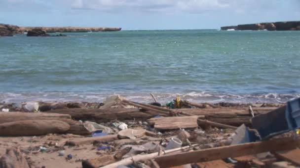 Playa con contaminación — Vídeos de Stock