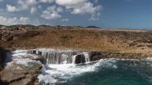 Rough coast on Curacao, Netherlands Antilles — Stock Video