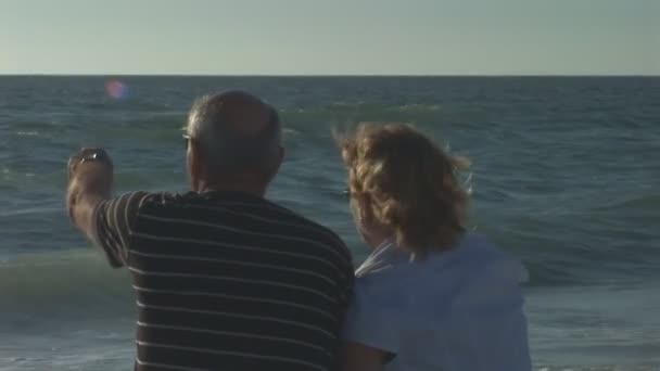 Couple aîné sur la plage — Video