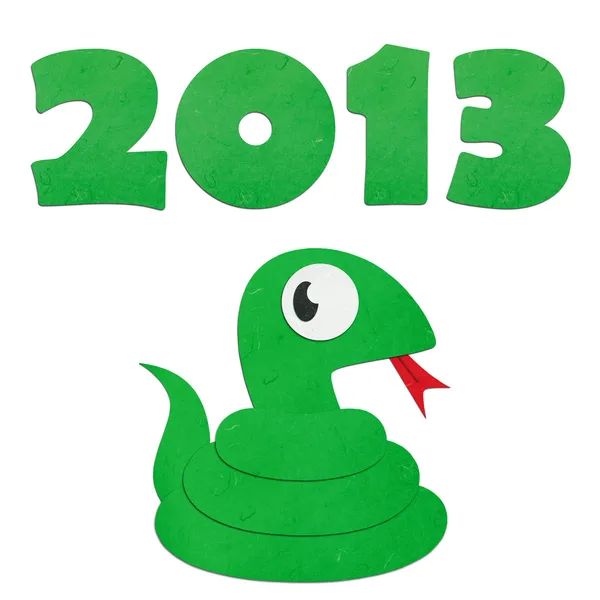 Papier de riz coupé serpent vert dessin animé mignon avec 2013 — Photo