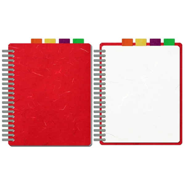 Papel de arroz cortado rojo libreta en blanco — Foto de Stock