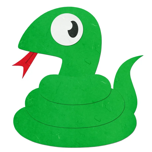 Riz papier coupé mignon dessin animé serpent vert — Photo