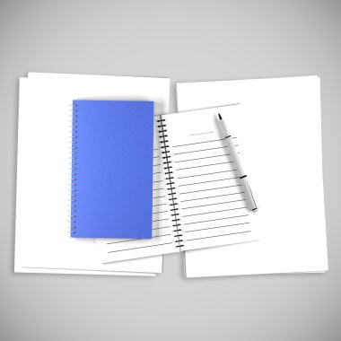 boş mavi kitap yazma için organize etmek
