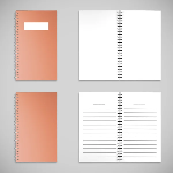 Orangefarbener Satin-Einband Notizbuch und leeres Papier — Stockfoto