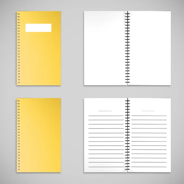 Gul satengfarge Notatbok og blankt papir – stockfoto