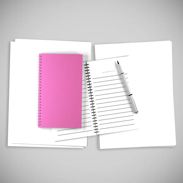 Leeres rosa Buch zum Schreiben organisieren — Stockfoto