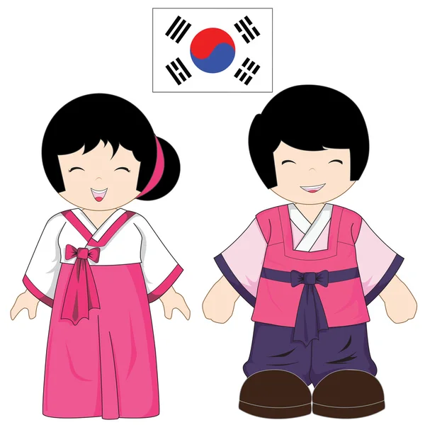 Corea del Sur traje tradicional — Vector de stock