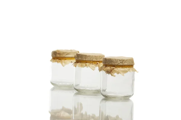 Empty marmalade glasses — Stock Photo, Image