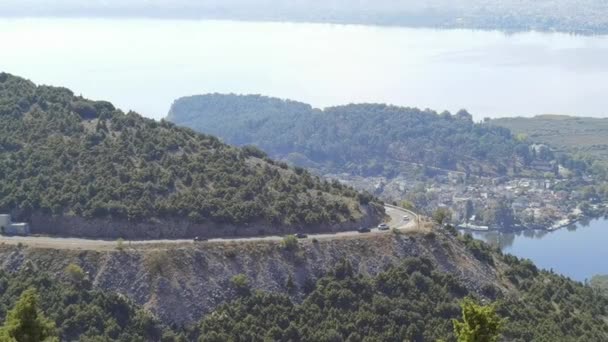 Ioannina Stad Meer Pamvotis Top Uitzicht Herfst Dag Griekenland — Stockvideo