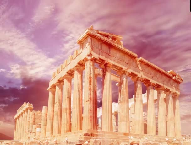 Partenón Athens Greece Nubes Viajando Otoño — Vídeos de Stock