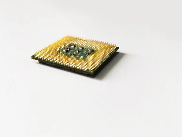 Процессорный Чип Компьютера Белом Фоне — стоковое фото