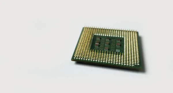 Процессорный Чип Компьютера Белом Фоне — стоковое фото