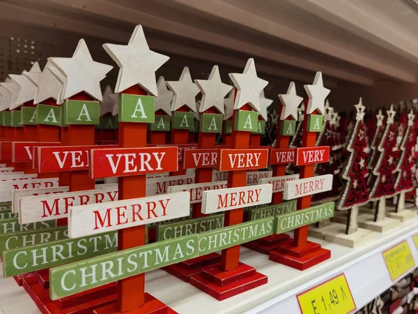 Weihnachten Weihnachten Hintergrund Von Supermarkt Selbst Frohes Neues Jahr — Stockfoto