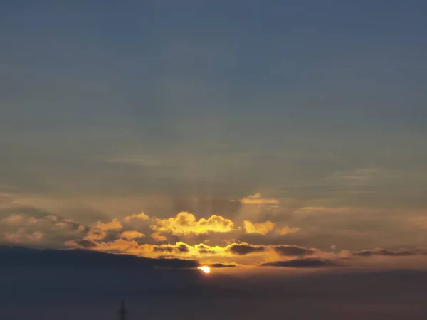 Туман Восхода Солнца Холодный Зимой Электрический Столб Греческой Янине — стоковое фото