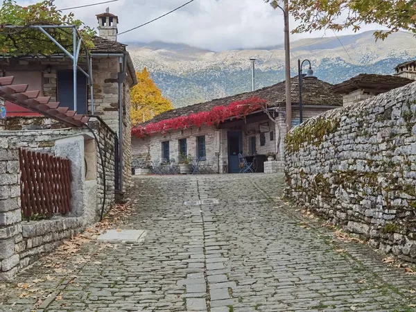 Aldeia Papigo Ioannina Perfecture Greece Tradicional Aldeia Grega Outono — Fotografia de Stock