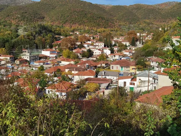 Delvinaki Village Ioannina Perfection Autumn Season Colors Greece — стоковое фото