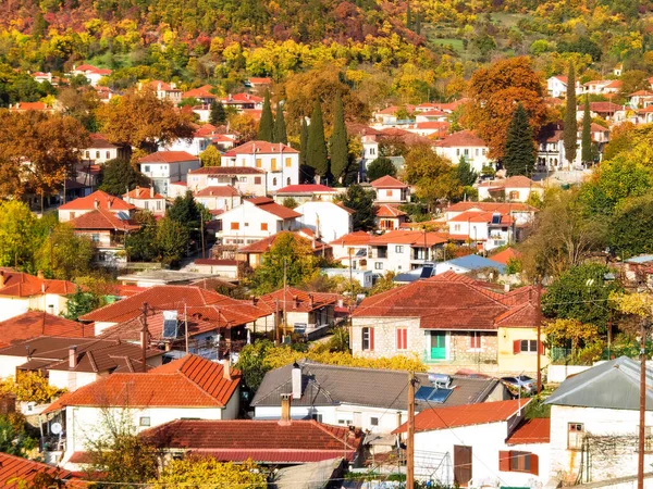 Delvinaki Village Ioannina Perfection Autumn Season Colors Greece — стоковое фото
