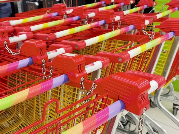 Super Market Basket Trolley Red Empty — Stock Photo, Image