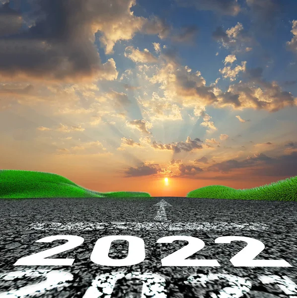 2022 ใหม นถนนยางมะตอยท องฟ าเมฆพ นหล งการขนส — ภาพถ่ายสต็อก