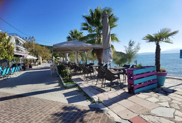 Sea Beach Menindi Village Summer Tourist Resort Aitoloakarnania Perfecture Greece — Stock Photo, Image