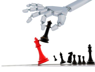 Robotik el parmakları satranç oynuyor - 3 boyutlu görüntüleme